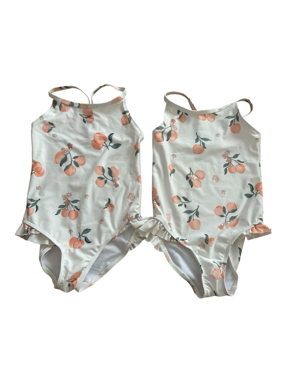 Twin Matching Girls' Peach Print One Piece Swimsuits H&M